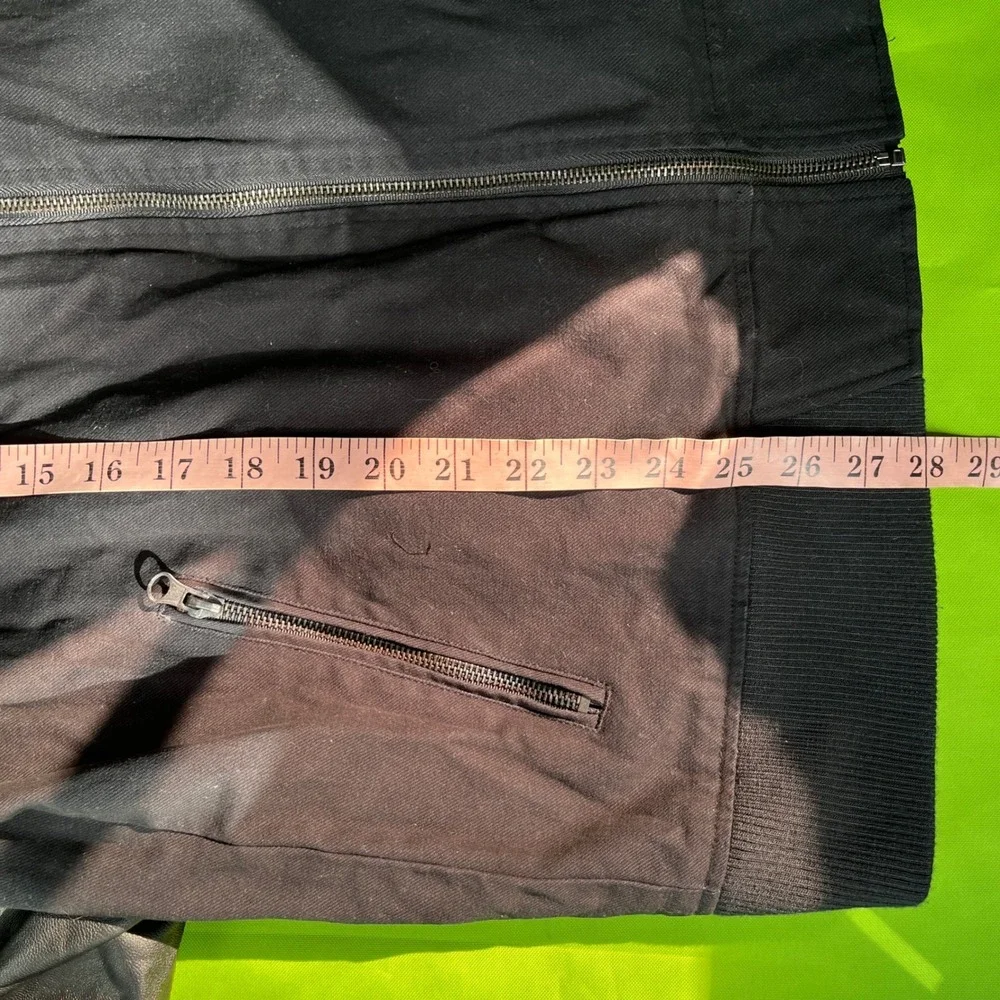 Large Five Four Black Bomber Jacket Sleeves Full‎ Zip Up Lined Striped